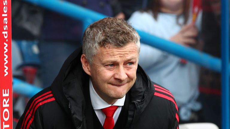Ole Gunnar Solskjaer during Manchester United's 1-1 draw with Huddersfield Town at John Smith's Stadium on May 05, 2019