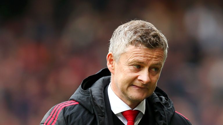 Ole Gunnar Solskjaer during Manchester United's 1-1 draw with Huddersfield Town at John Smith's Stadium on May 05, 2019
