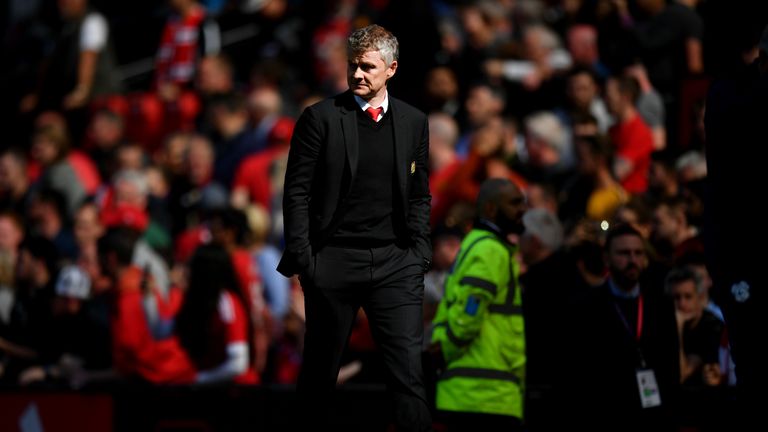 Ole Gunnar Solskjaer during Manchester United's match vs Cardiff City at Old Trafford