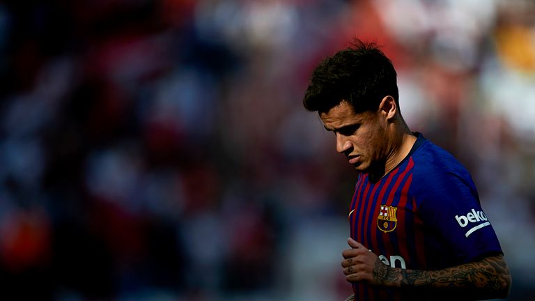 Philippe Coutinho during the La Liga match between Sevilla and Barcelona at on February 23, 2019