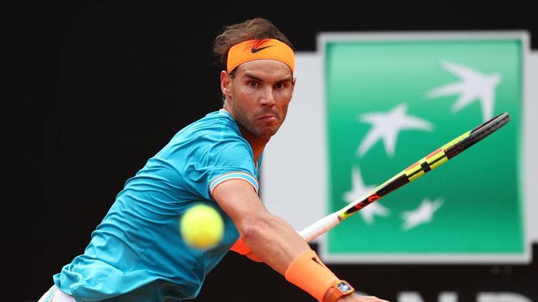 Rafael Nadal ripping into a forehand at the Italian Open