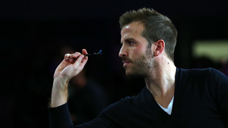 Rafael van der vaart of Hamburg in action during a dart show tournament at between team Netherlands and Hamburger SV at Imtech Arena on January 31, 2013 in Hamburg, Germany.