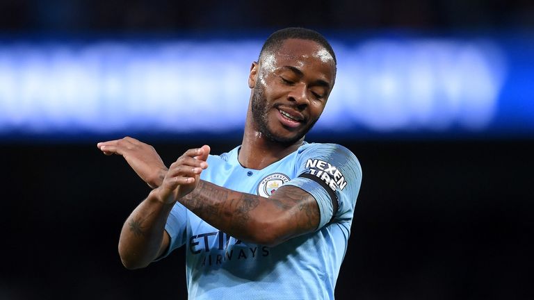 Raheem Sterling in action for Manchester City against Leicester
