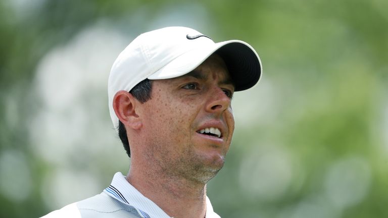 Rory McIlroy of Northern Ireland watches his shot from the third tee during the third round of the 2019 Wells Fargo Championship at Quail Hollow Club on May 04, 2019 in Charlotte, North Carolina.