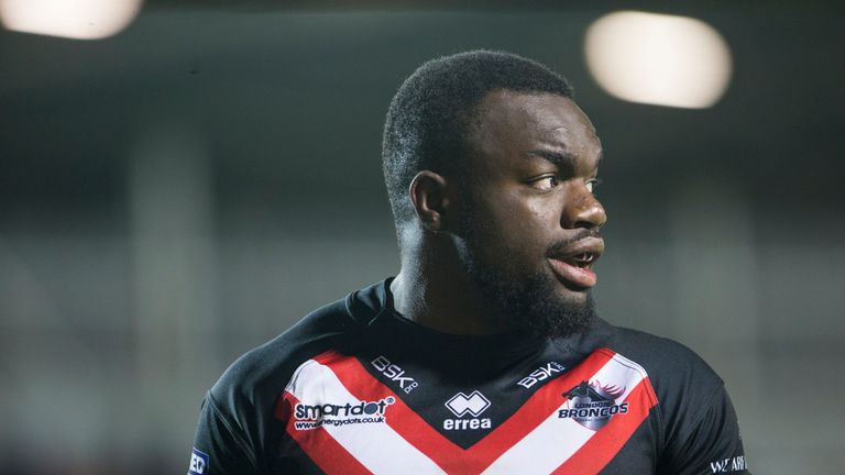 Picture by Isabel Pearce/SWpix.com - 08/03/2019 - Rugby League - Betfred Super League - St Helens v London Broncos - The Totally Wicked Stadium, Langtree Park, St Helens, England - Sadiq Adebiyi of London Broncos.