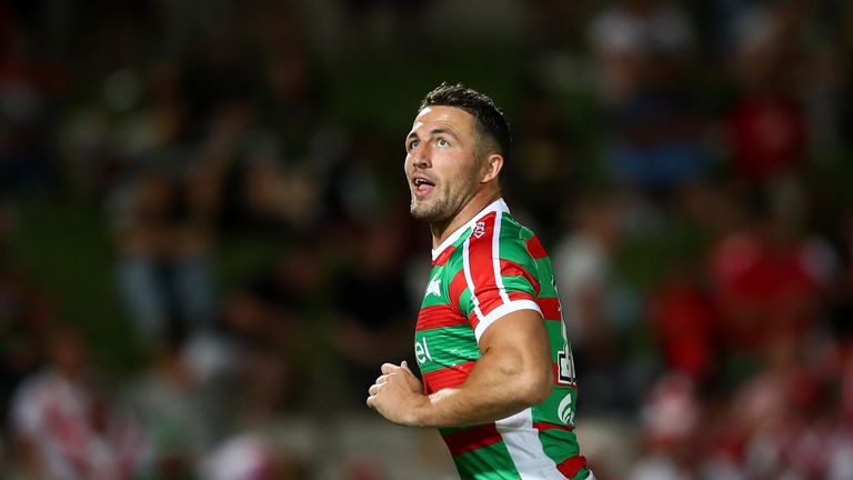 Sam Burgess of the Rabbitohs looks on before the round two NRL match between the St George Illawarra Dragons and the South Sydney Rabbitohs at Netstrata Jubilee Stadium on March 21, 2019 in Sydney, Australia. 