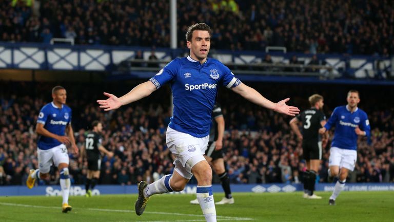 Seamus Coleman celebrates scoring Everton's second