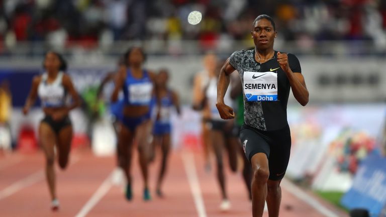 Semenya races clear to win the 800m at the Diamond League in Doha