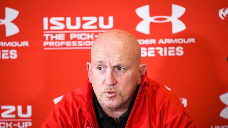 Shaun Edwards at a Wales press conference in January, 2018