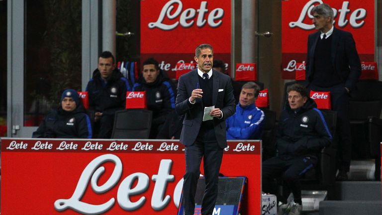 Sylvinho during the Serie A match between FC Internazionale Milano and AC Chievo Verona at Stadio Giuseppe Meazza on February 3, 2016 in Milan, Italy.