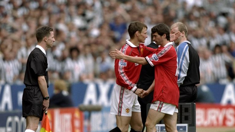 Sheringham scored two minutes after replacing Roy Keane