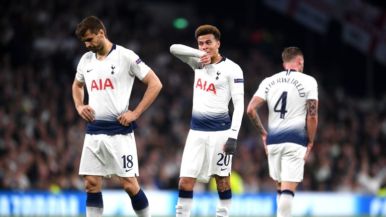 Spurs players looked despondent during the Champions League semi-final, first leg vs Ajax