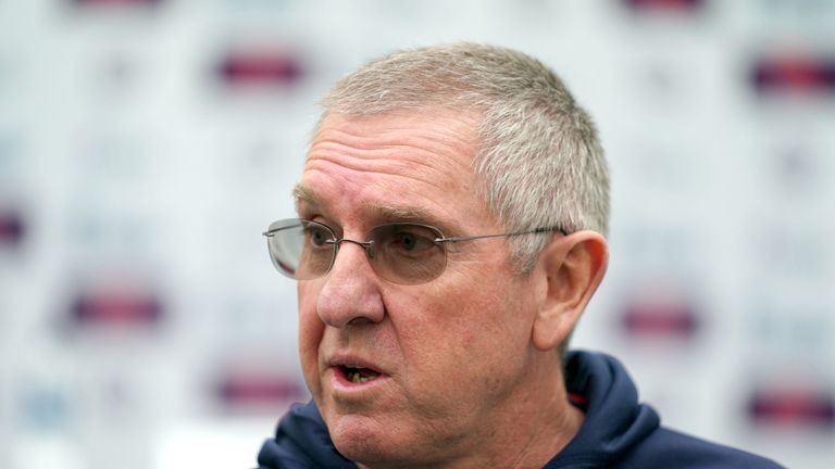 England head coach Trevor Bayliss during a nets session at The Kia Oval