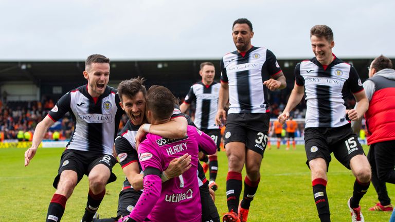St Mirren retained their Scottish Premiership status after a dramatic shoot-out against Dundee United