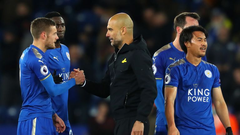 Jamie Vardy (left) and Pep Guardiola have won the Premier League awards for April