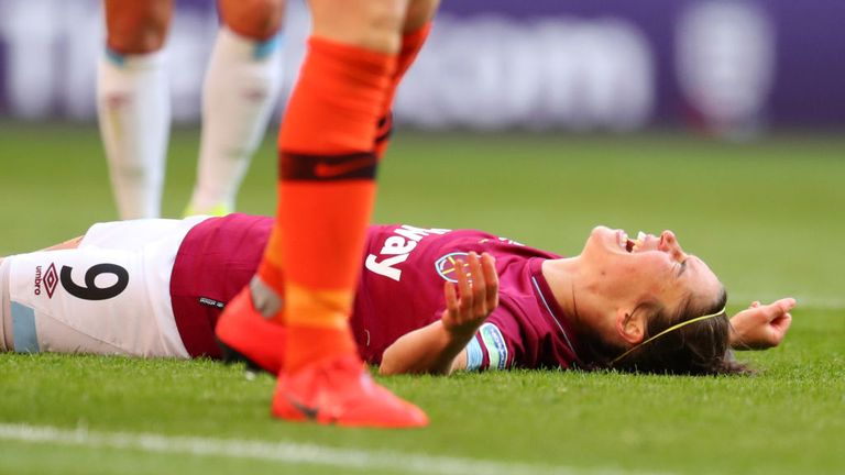 Jane Ross rues her first-half chance being saved by Karen Bardsley. 