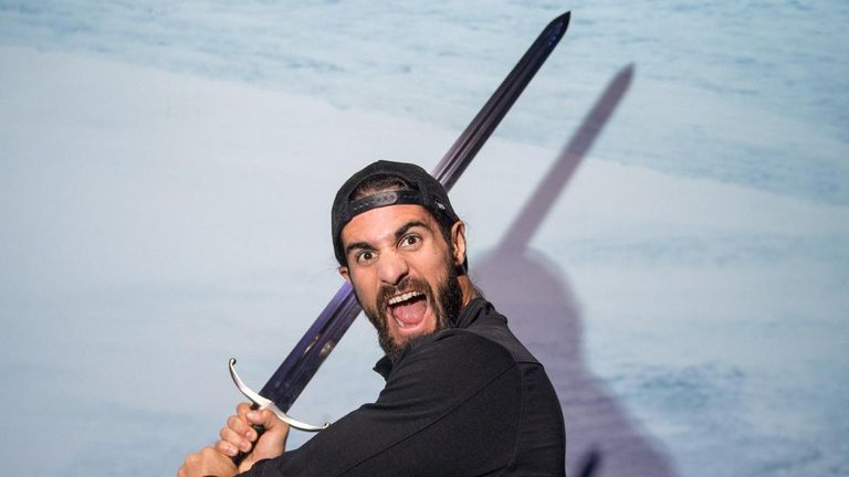 Rollins - the Kingslayer-turned-Beastslayer - got to try out a sword on the Game of Thrones tour in Belfast