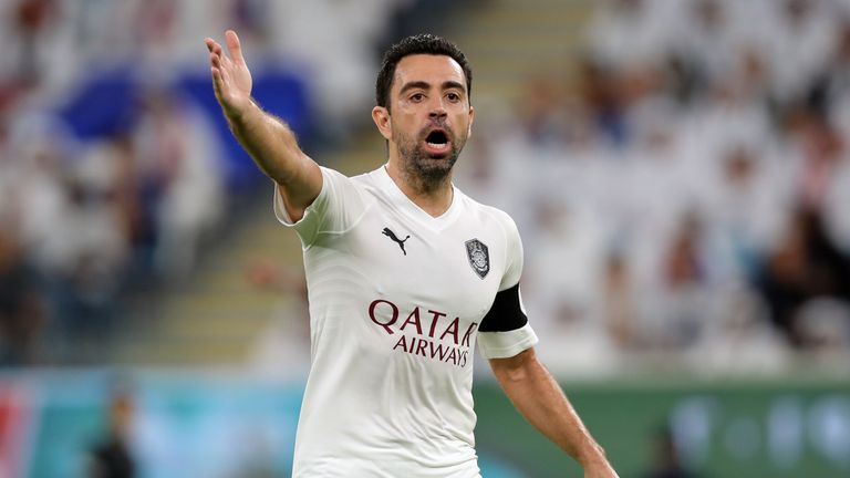 Xavi in action during the Amir Cup final match between Al Sadd and Al Duhail