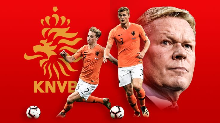 Netherlands Frenkie De Jong, Matthijs De Ligt and manager Ronald Koeman