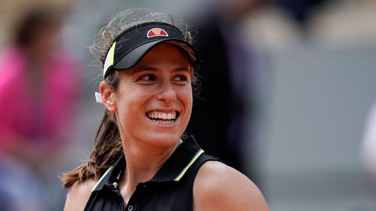 Britain's Johanna Konta smiles after winning against Sloane Stephens of the US at the end of their women's singles quarter-final match on day ten of The Roland Garros 2019 French Open tennis tournament in Paris on June 4, 2019.
