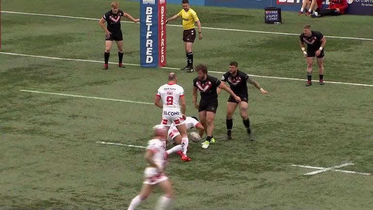 Watch the highlights as bottom side London Broncos beat Super League leaders St Helens in a thriller at Trailfinders Sports Ground.