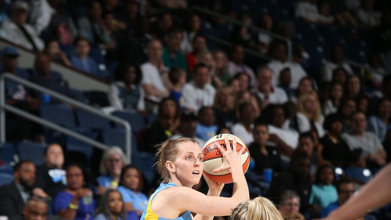 Allie Quigley of the Chicago Sky attacks against the Seattle Storm