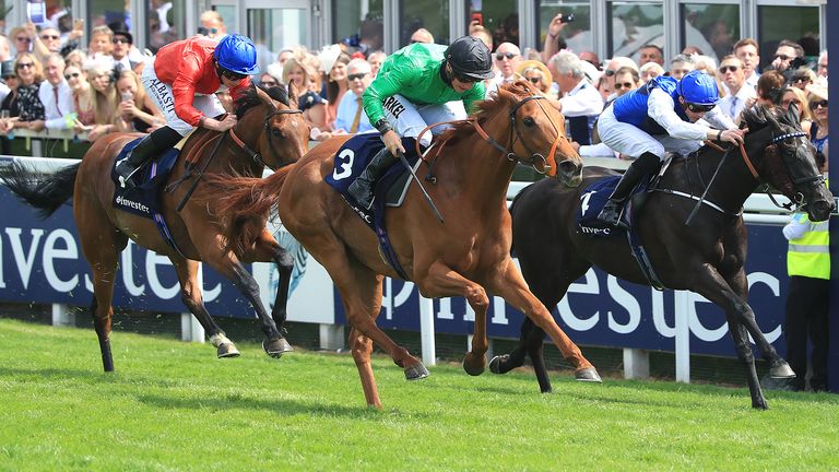 EPSOM, ENGLAND - JUNE 01:  Tom Marquand rides Anna Nerium to victory in the Princess Elizabeth Stakes at Epsom Racecourse on June 01, 2019 in Epsom, England. (Photo by Andrew Redington/Andrew Redington/ Getty Images)