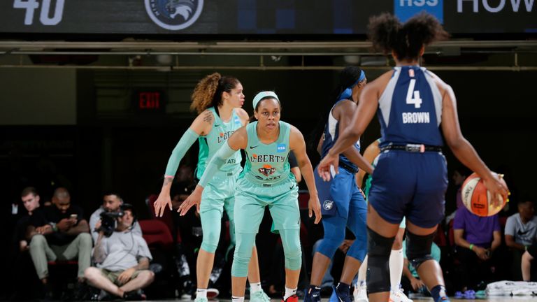 Asia Durr in action against the Minnesota Lynx