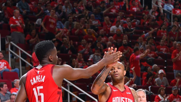 Clint Capela and PJ Tucker in action for the Rockets