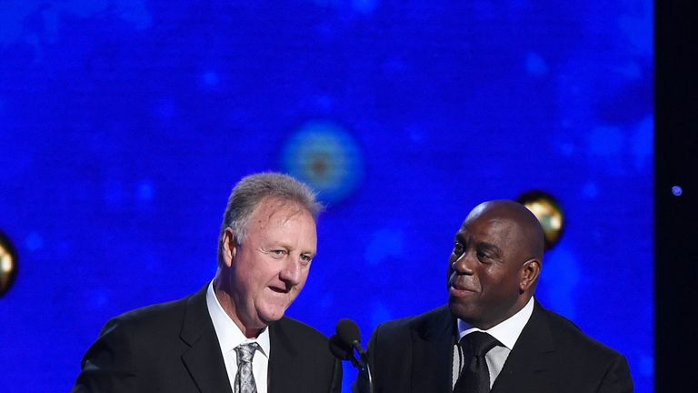 Larry Bird and Magic Johnson receive Lifetime Achievement honours at the NBA Awards
