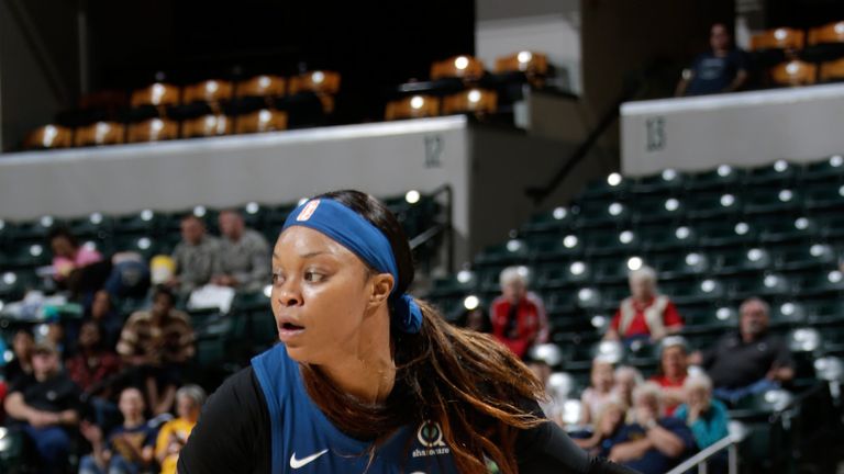 Odyssey Sims probes on offense against the Indiana Fever