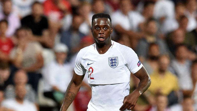 Aaron Wan-Bissaa during the 2019 UEFA U-21 Group C match between England and France at Dino Manuzzi Stadium on June 18, 2019 in Cesena, Italy.