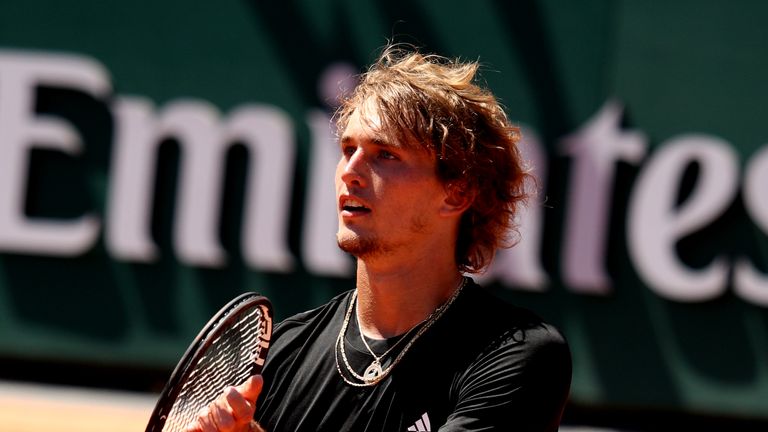 Alexander Zverev of Germany celebrates victory during his mens singles third round match against Dusan Lajovic of Serbia during Day seven of the 2019 French Open at Roland Garros on June 01, 2019 in Paris, France