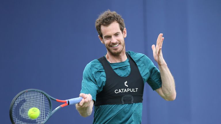 Andy Murray trains prior to the Fever-Tree Championships at Queens Club