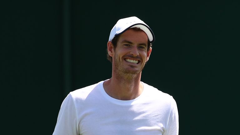 Andy Murray during a training session for Wimbledon