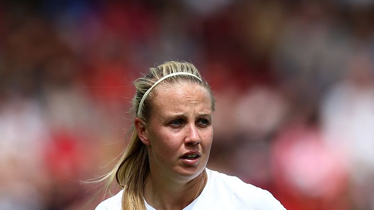 Beth Mead of England in action against Denmark in May 2019