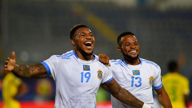 Britt Assombalonga scored his first international goal for DR Congo against Zimbabwe 