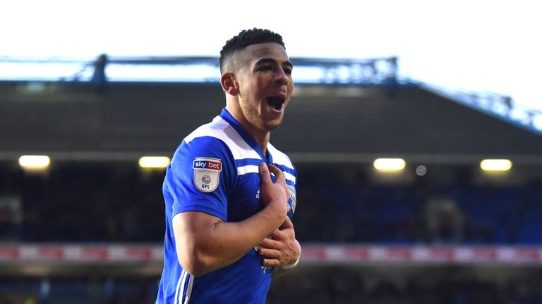 Che Adams celebrates scoring a goal for Birmingham City