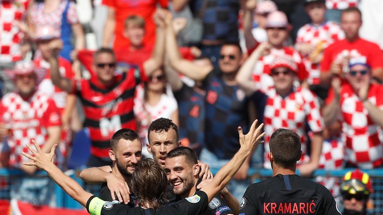 Croatia celebrate Ivan Perisic's opener