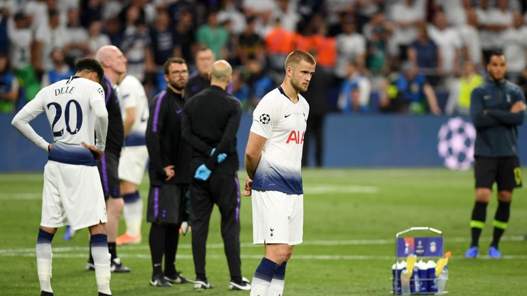 Eric Dier looks on after Liverpool 2-0 victory over Spurs in Champions League final.