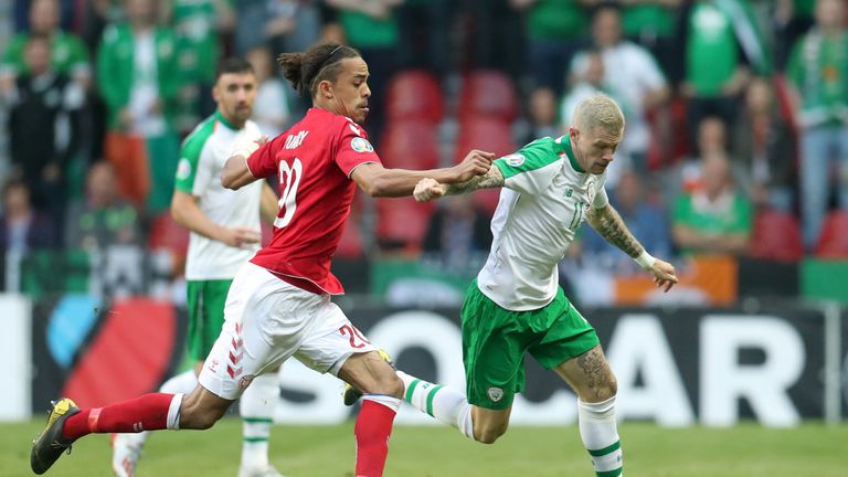 Action from Denmark vs Republic of Ireland