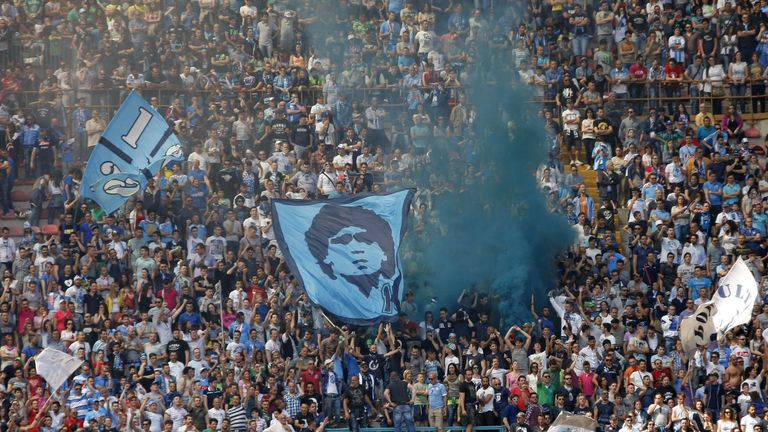 Diego Maradona flag at Napoli