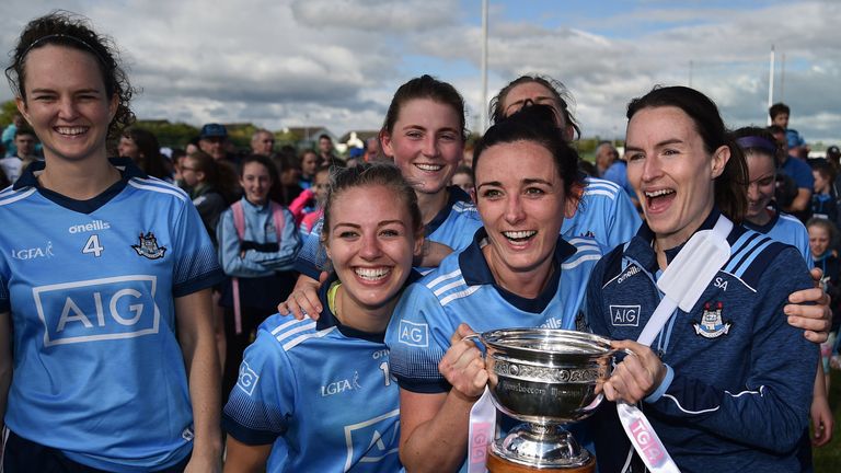 Dublin players celebrate at full-time
