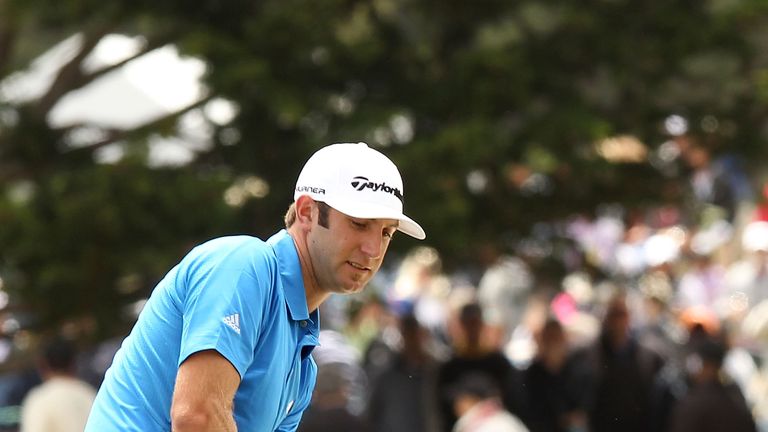 Dustin Johnson played his third shot left-handed at the second hole 