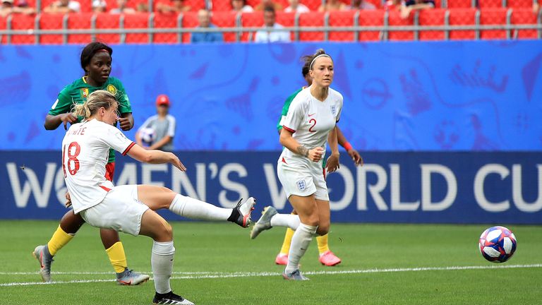 Ellen White scores the second goal for England Women against Cameroon