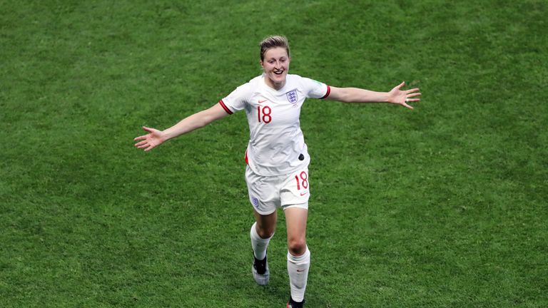 Ellen White celebrates scoring for England against Norway in the Women's World Cup quarter-final