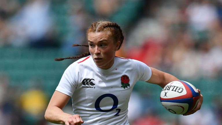 Kelly Smith of England's Red Roses in action at Twickenham Stadium