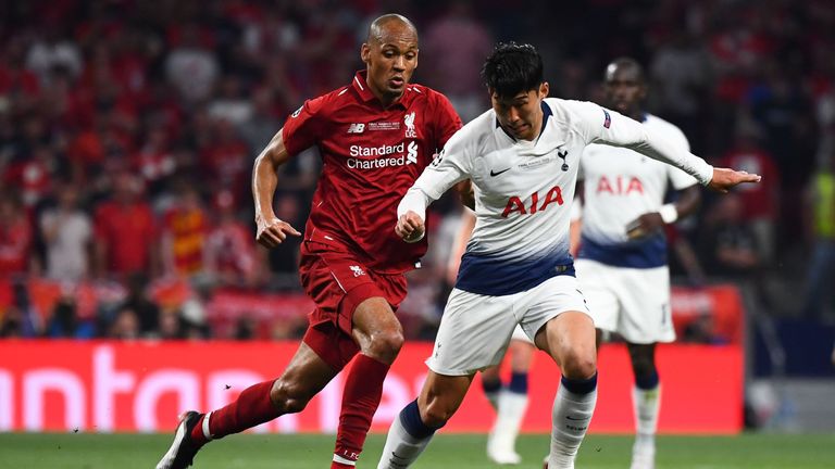 Fabinho in action during Liverpool's Champions League win over Spurs in Madrid