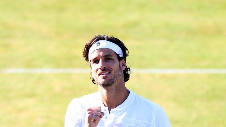 Feliciano Lopez of Spain celebrates victory during his mens singles semi-final match against Felix Auger-Aliassime of Canada during day six of the Fever-Tree Championships at Queens Club on June 22, 2019 in London, United Kingdom.
