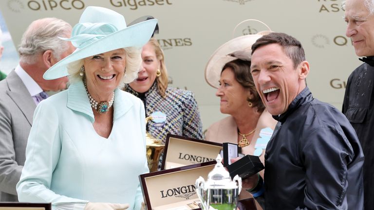 Frankie Dettori celebrates his Group One win
